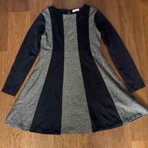 Girl 10 Mayoral Black and Silver Long Sleeve Dress